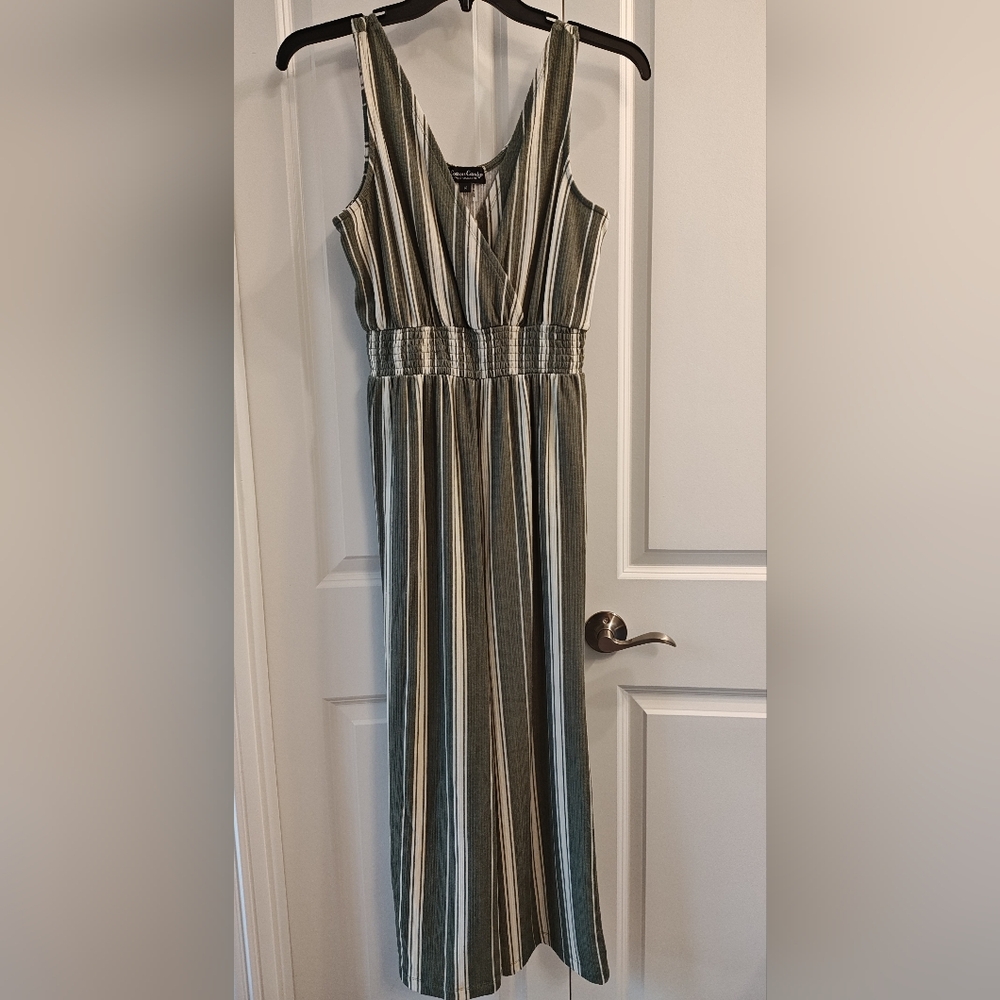 Cotton Candy Pull-Up Striped Green & White Sleeveless Pants Size Large.